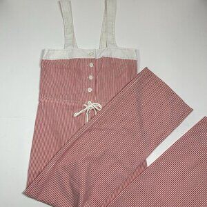 Vtg 70s Jody T.  Of California Jumpsuit Romper Prairie Striped Red White Size 9